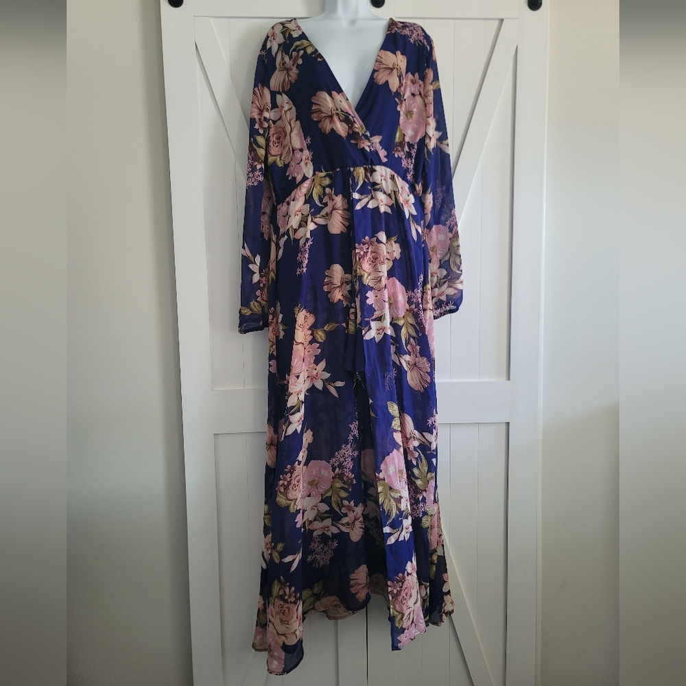 Venus Womens Floral High Low Maxi Romper Dress | Size XL
